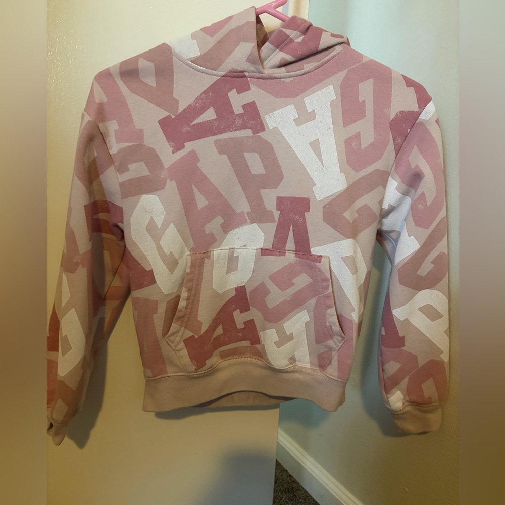 GAP Kids Pink and Cream Logo Hoodie